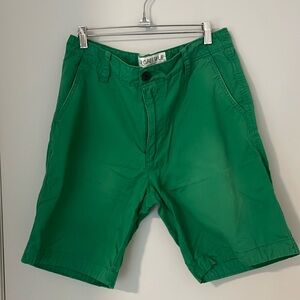 Aeropostale men chino shorts, size 33 waist, color green and gently worn.